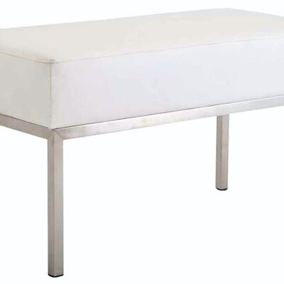 Sofá 2 plazas Newton simil piel acero inoxidable blanco 40x80x46 polipiel blanco metal