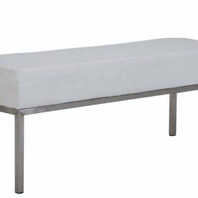 3-seater sofa Newton imitation leather stainless steel white 40x120x46 white artificial leather metal