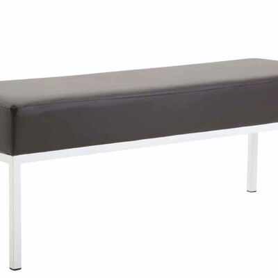 Sofá 3 plazas Newton simil piel blanco marrón 40x120x46 polipiel marrón metal