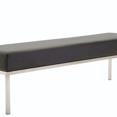 4-seater sofa Newton imitation leather stainless steel black 40x160x46 black artificial leather metal