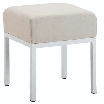 Tabouret Newton tissu blanc crème 40x40x46 crème Matière métal