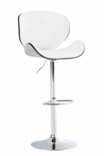 Tabouret de bar Edmonds simili cuir gris blanc gris 45x49x95 simili cuir gris blanc Métal chromé 1