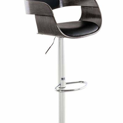 Tabouret de bar Kingston gris noir 48x50x88 simili cuir gris noir Métal chromé