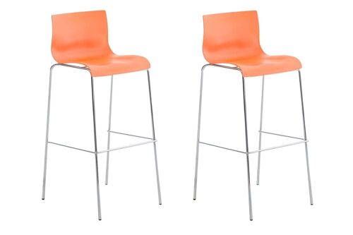 Set van 2 barkrukken Hoover kunststof 4-poots onderstel chroom oranje 48x43x100 oranje plastic metaal