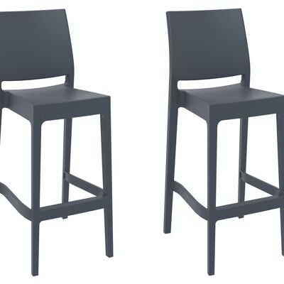 Lot de 2 tabourets de bar Maya gris foncé 51x45x105 gris foncé Bois plastique