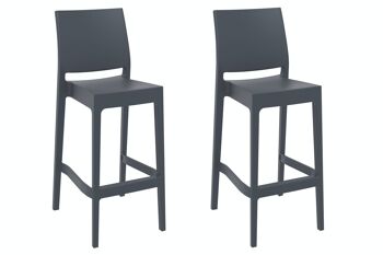 Lot de 2 tabourets de bar Maya gris foncé 51x45x105 gris foncé Bois plastique 1