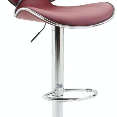 Tabouret de bar Las Vegas V2 chrome bordeaux 49x46x88 cuir artificiel bordeaux Métal chromé