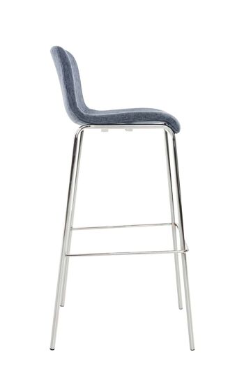 Lot de 2 tabourets de bar Hoover tissu 4 pieds piètement bleu chrome 48x43x100 bleu Matière métal 4