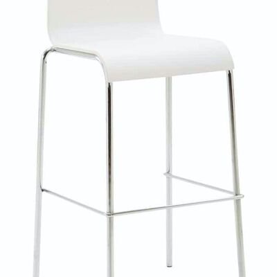 Tabouret de bar Kado plastique rond chrome blanc 45x43x101 métal plastique blanc