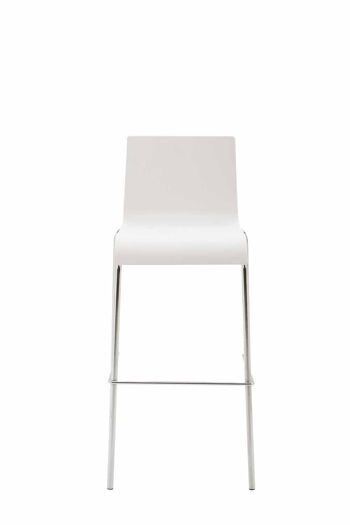 Tabouret de bar Kado plastique rond chrome blanc 45x43x101 métal plastique blanc 2