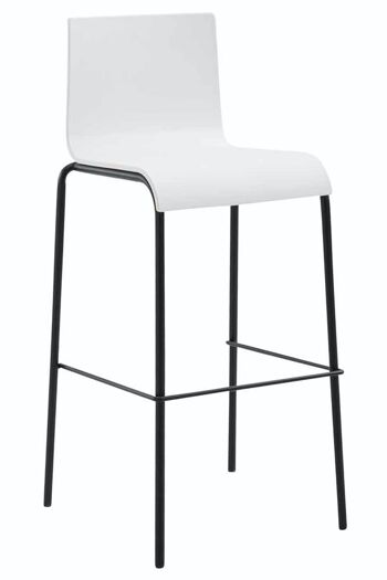 Tabouret de bar Kado plastique rond noir blanc 45x43x101 métal plastique blanc 1