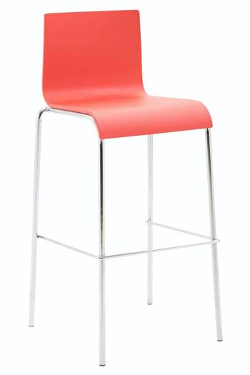 Tabouret de bar Kado plastique rond chrome rouge 45x43x101 métal plastique rouge 1