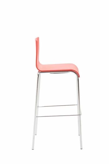 Tabouret de bar Kado plastique rond chrome rouge 45x43x101 métal plastique rouge 3