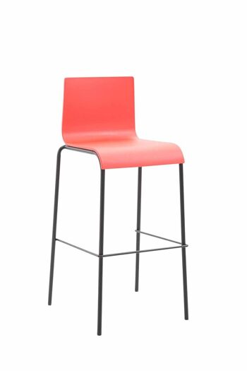 Tabouret de bar Kado plastique rond noir rouge 45x43x101 métal plastique rouge 3