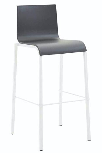 Tabouret de bar Kado plastique carré blanc noir 45x43x101 métal plastique noir 1