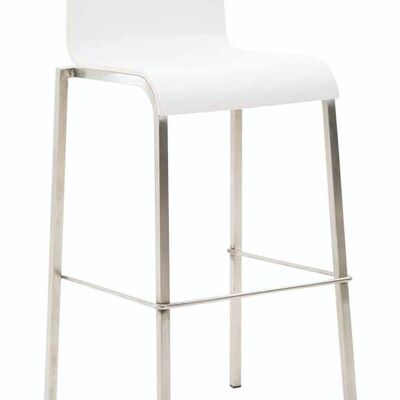 Tabouret de bar Kado plastique carré inox blanc 45x43x101 métal plastique blanc