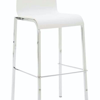 Tabouret de bar Kado plastique carré chrome blanc 45x43x101 métal plastique blanc