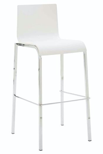 Tabouret de bar Kado plastique carré chrome blanc 45x43x101 métal plastique blanc 1