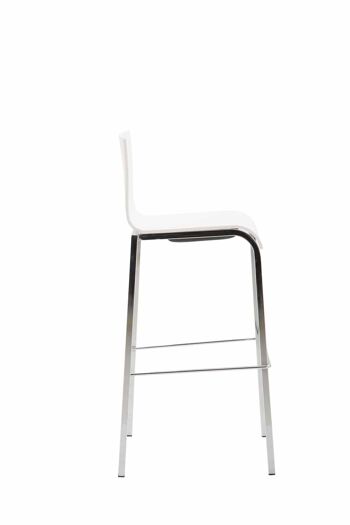 Tabouret de bar Kado plastique carré chrome blanc 45x43x101 métal plastique blanc 3