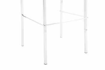 Tabouret de bar Kado plastique carré chrome blanc 45x43x101 métal plastique blanc 4