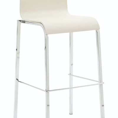 Tabouret de bar Kado plastique carré chrome crème 45x43x101 métal plastique crème