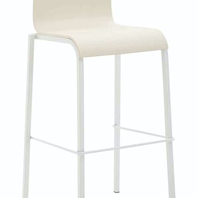 Tabouret de bar Kado plastique carré blanc crème 45x43x101 métal plastique crème