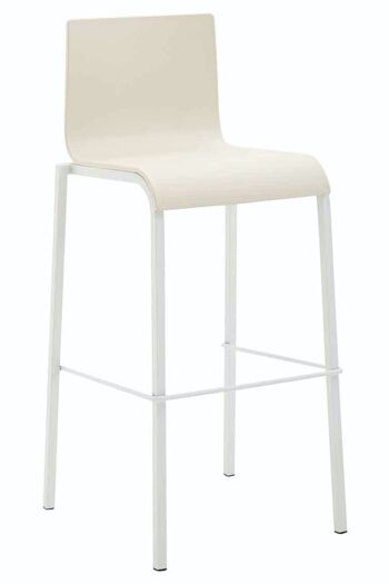 Tabouret de bar Kado plastique carré blanc crème 45x43x101 métal plastique crème 1