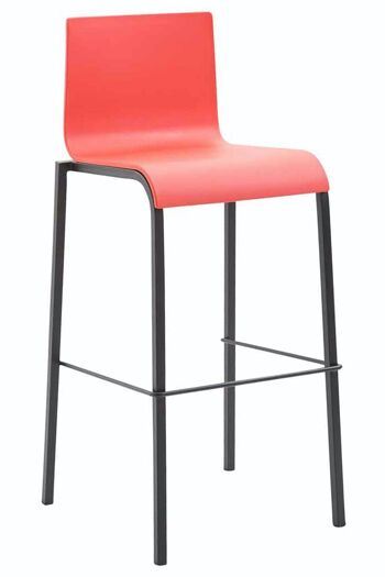 Tabouret de bar Kado plastique carré noir rouge 45x43x101 métal plastique rouge 1