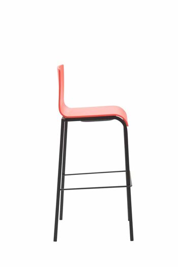 Tabouret de bar Kado plastique carré noir rouge 45x43x101 métal plastique rouge 3