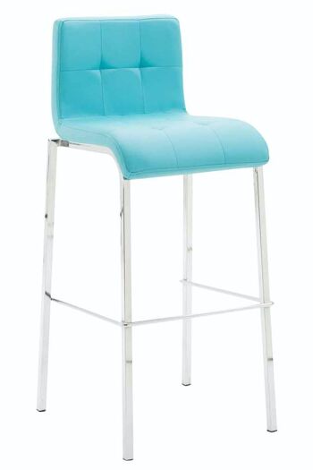 Tabouret de bar cadeau simili cuir carré chrome turquoise 45x46x103 turquoise cuir artificiel métal 1