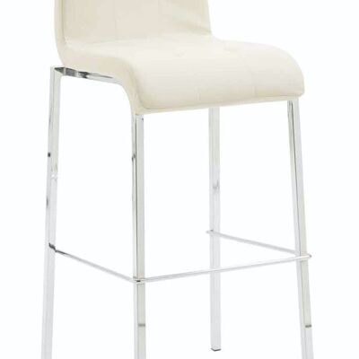 Bar stool Gift imitation leather Square chrome cream 45x46x103 cream leatherette metal