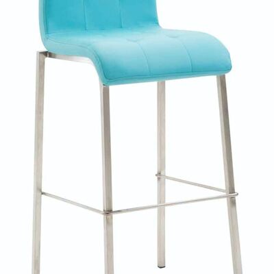 Tabouret de bar cadeau simili cuir carré acier inoxydable turquoise 45x46x103 métal simili cuir turquoise