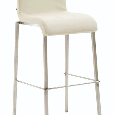 Bar stool Gift imitation leather Square stainless steel cream 45x46x103 cream leatherette metal