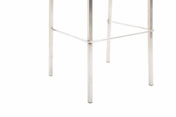 Tabouret de bar cadeau simili cuir carré acier inoxydable gris 45x46x103 métal simili cuir gris 4