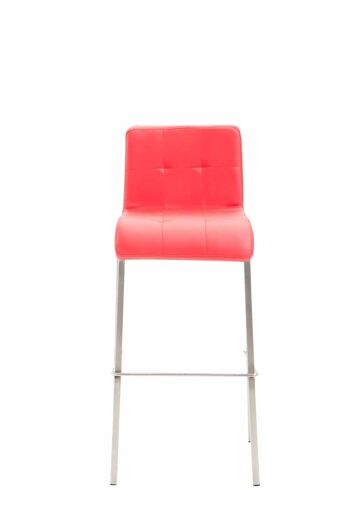 Tabouret de bar cadeau simili cuir carré acier inoxydable rouge 45x46x103 simili cuir rouge métal 2