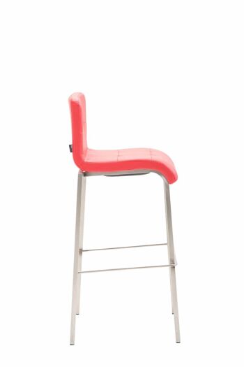 Tabouret de bar cadeau simili cuir carré acier inoxydable rouge 45x46x103 simili cuir rouge métal 3