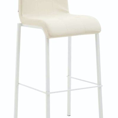Bar stool Gift imitation leather Square white cream 45x46x103 cream leatherette metal