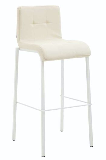 Tabouret de bar Gift simili cuir Square blanc crème 45x46x103 métal simili cuir crème 1