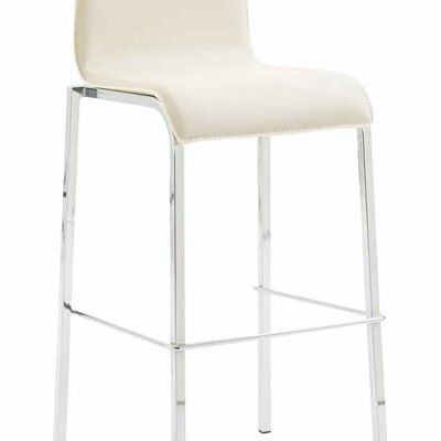 Bar stool Gift imitation leather Square flat chrome cream 45x43x101 cream leatherette metal