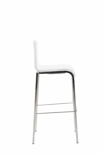 Tabouret de bar cadeau simili cuir carré plat chrome blanc 45x43x101 simili cuir blanc métal 3