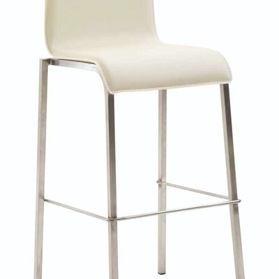 Tabouret de bar cadeau cuir artificiel carré plat acier inoxydable crème 45x43x101 crème simili cuir métal