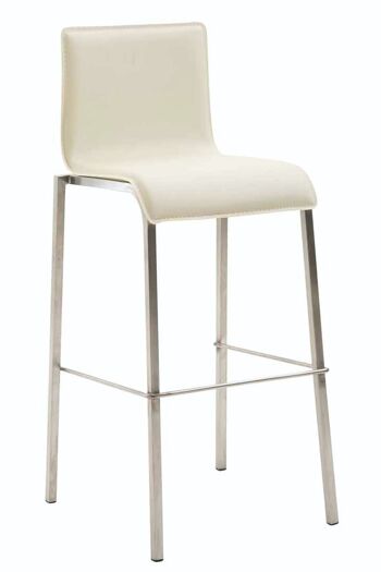 Tabouret de bar cadeau cuir artificiel carré plat acier inoxydable crème 45x43x101 crème simili cuir métal 1