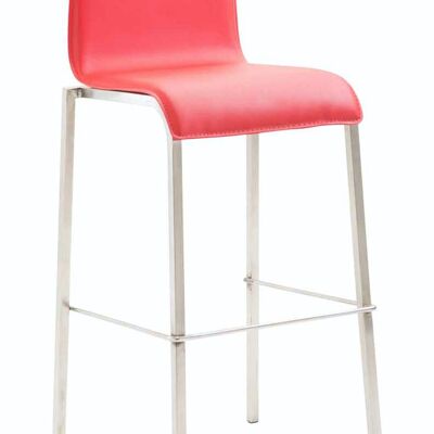 Tabouret de bar cadeau cuir artificiel carré plat acier inoxydable rouge 45x43x101 cuir artificiel rouge métal