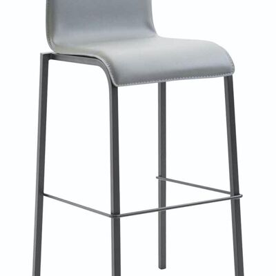 Tabouret de bar Gift simili cuir Square Flat noir Gris 45x43x101 Métal simili cuir gris