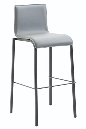 Tabouret de bar Gift simili cuir Square Flat noir Gris 45x43x101 Métal simili cuir gris 1