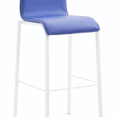 Tabouret de bar cadeau simili cuir carré plat blanc bleu 45x43x101 métal simili cuir bleu