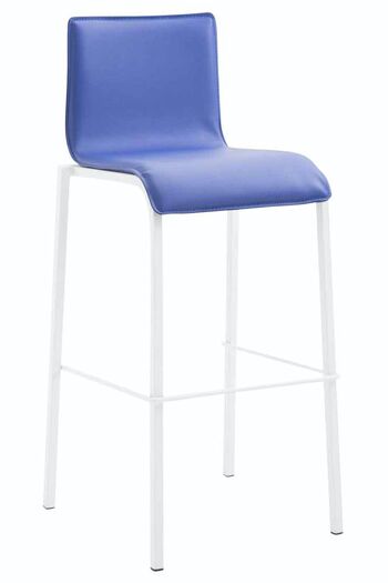 Tabouret de bar cadeau simili cuir carré plat blanc bleu 45x43x101 métal simili cuir bleu 1