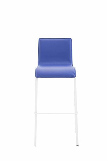 Tabouret de bar cadeau simili cuir carré plat blanc bleu 45x43x101 métal simili cuir bleu 2