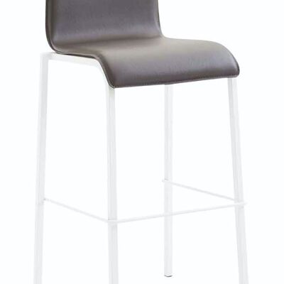 Bar stool Gift leatherette Square flat white brown 45x43x101 brown leatherette metal