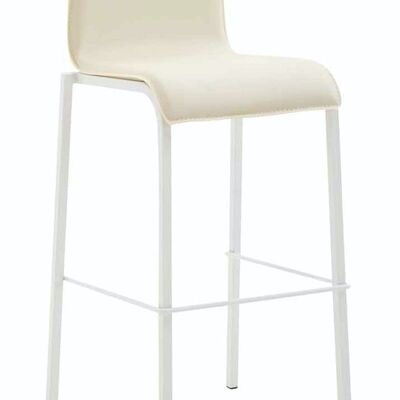 Tabouret de bar Gift simili cuir carré plat blanc crème 45x43x101 simili cuir crème métal